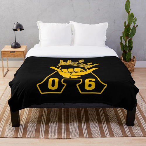 Alpha 1906 Inspired Plush Blanket with African Hand Sign and Crown Design