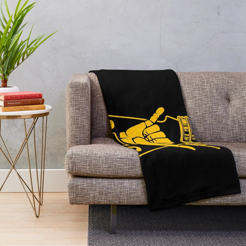Alpha 1906 Inspired Plush Blanket with African Hand Sign and Crown Design