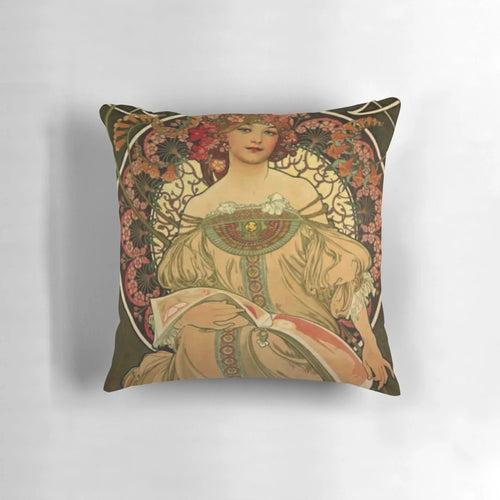 Alphonse Mucha inspired art nouveau four seasons pillow