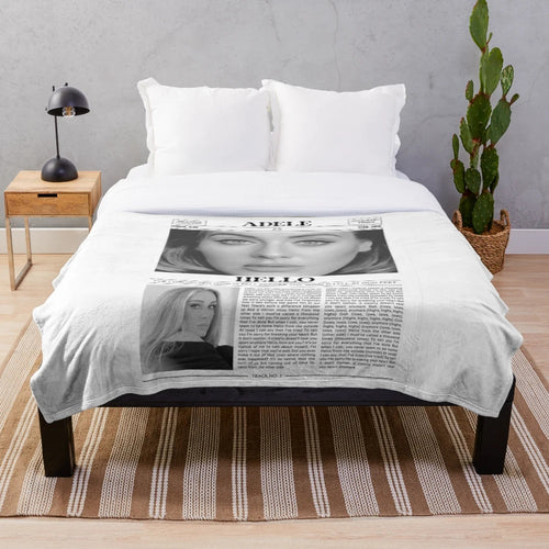 Alternative Adele Poster Plush Blanket with Vintage Aesthetic