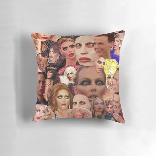 Collage pillow featuring Alyssa Edwards, a popular drag queen from RuPaul's Drag Race