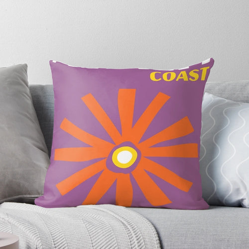 Amalfi Coast Italy Asouline decorative pillow featuring a pink and yellow floral design
