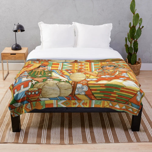 Amazigh Berber plush blanket featuring traditional cultural patterns and designs