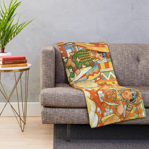Amazigh Berber plush blanket featuring traditional cultural patterns and designs