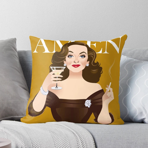 Amen Pillow featuring Alejandro Mogolloart's iconic cinema-inspired design