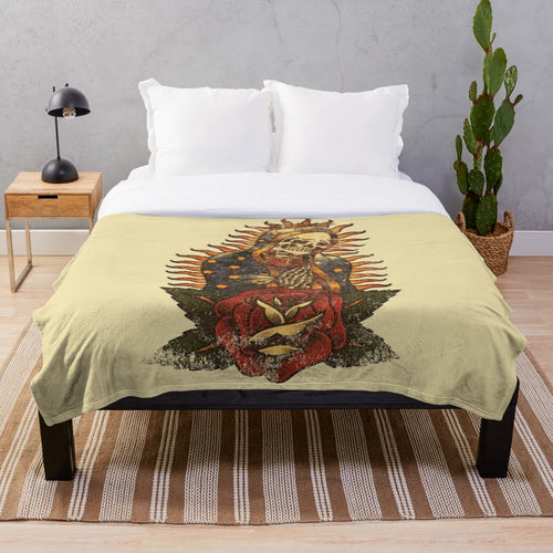 American Traditional Santa Muerte Inspired Plush Blanket