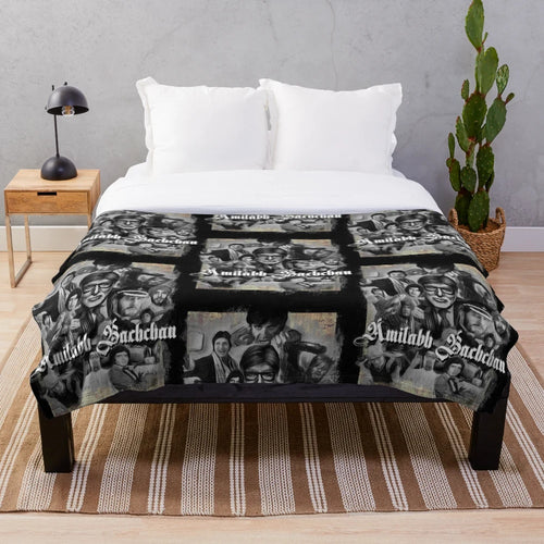 Amitabh Bachchan Collage Plush Blanket featuring the iconic Bollywood actor