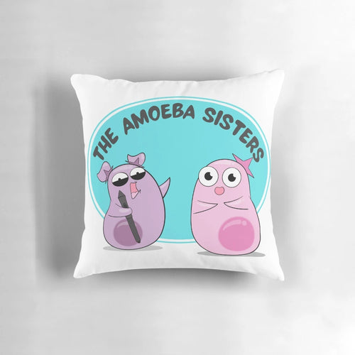 Amoeba Sisters Sisterhood Pillow featuring fun, educational biology design