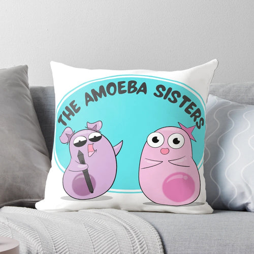 Amoeba Sisters Sisterhood Pillow featuring fun, educational biology design