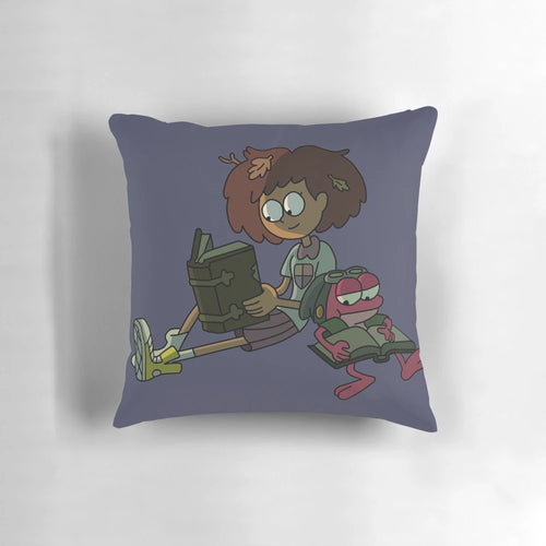 Soft, cuddly plush pillow featuring the beloved Amphibia characters Anne and Sprig.