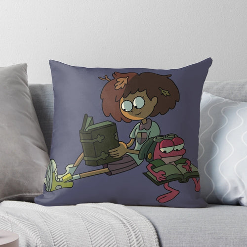 Soft, cuddly plush pillow featuring the beloved Amphibia characters Anne and Sprig.
