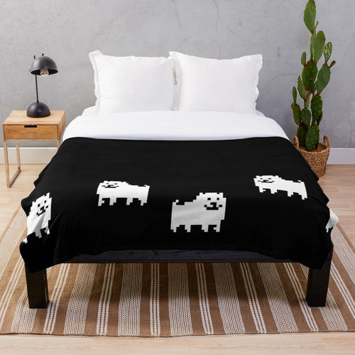 Amusing Annoying Dog Plush Blanket with Skeleton and Skull Graphics