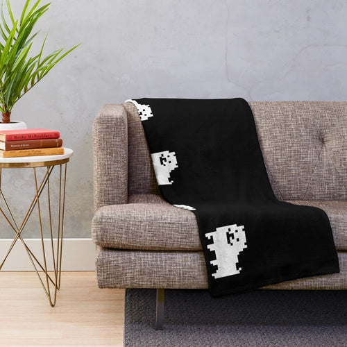 Amusing Annoying Dog Plush Blanket with Skeleton and Skull Graphics