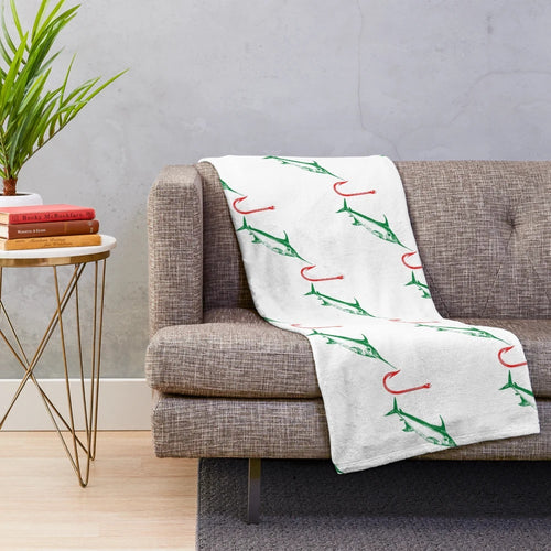 Funny fishing plush blanket featuring humorous fishing-related designs