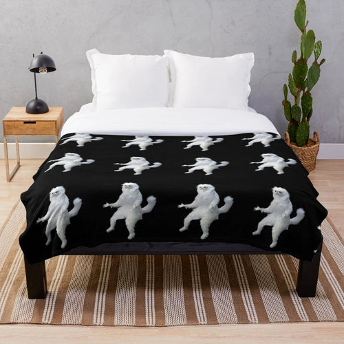 Plush blanket featuring a humorous Persian cat meme design
