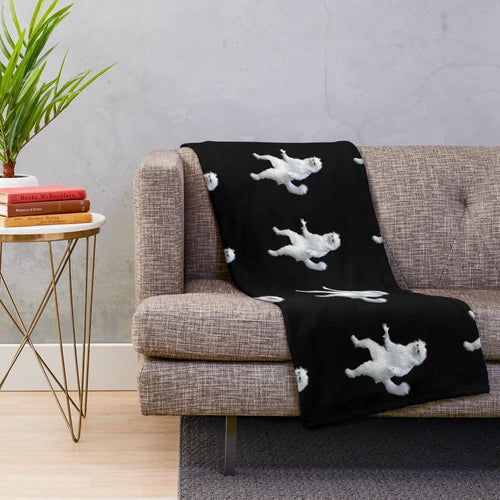Plush blanket featuring a humorous Persian cat meme design