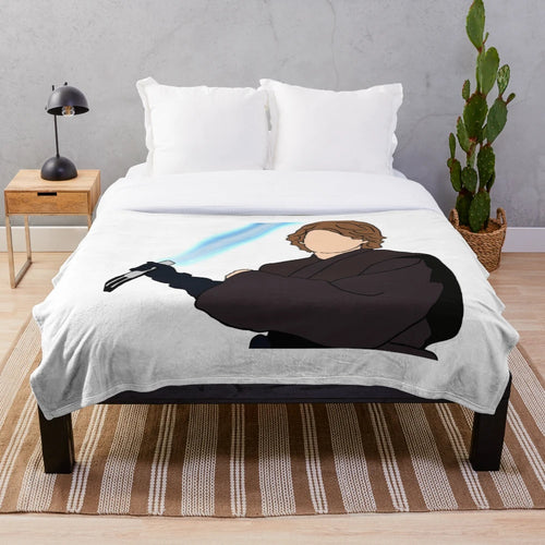 Anakin Skywalker inspired plush blanket with Jedi and Sith imagery
