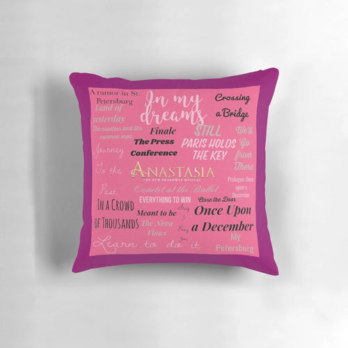 Soft, cozy pillow featuring the iconic Anastasia musical design