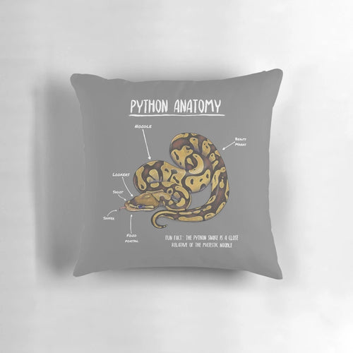Anatomically-inspired python plush toy pillow showcasing reptile anatomy