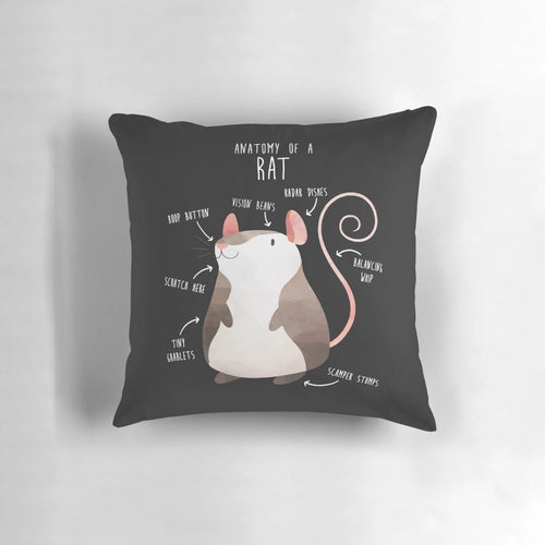 Detailed anatomical diagram of a rat printed on a plush pillow