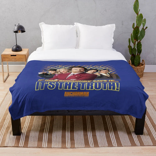 Cozy plush blanket featuring the famous quotes and characters from the classic comedy film Anchorman