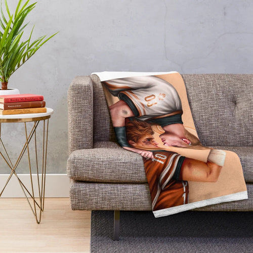 Andreil-inspired plush blanket featuring characters from The Foxhole Court series