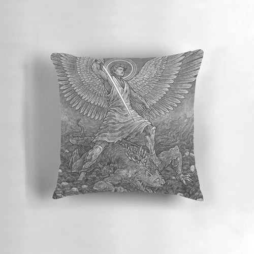Soft, plush pillow featuring Garfield the cat with angel wings, representing forgiveness.