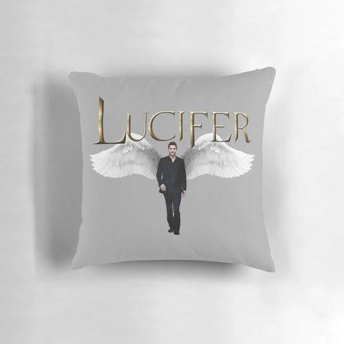 Lucifer Morningstar pillow featuring the character's iconic wings and demonic appearance