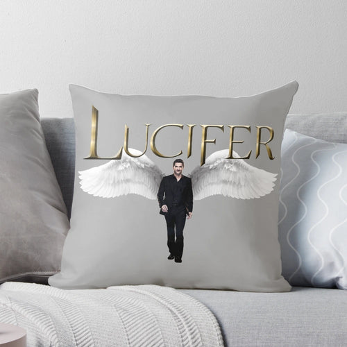 Lucifer Morningstar pillow featuring the character's iconic wings and demonic appearance