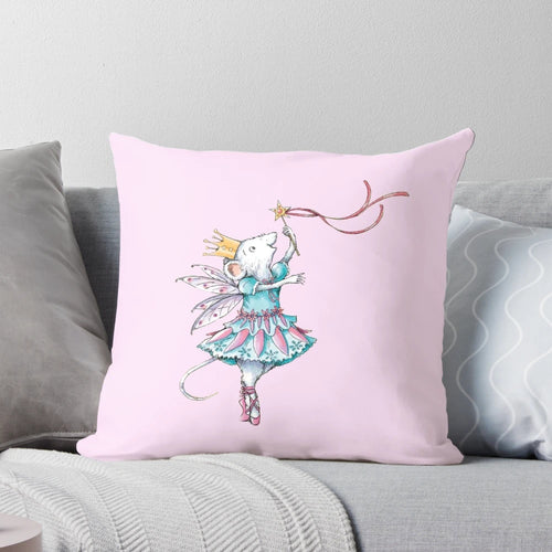 Soft, plush pillow featuring the character Angelina Ballerina, perfect for girls' rooms and book nooks.