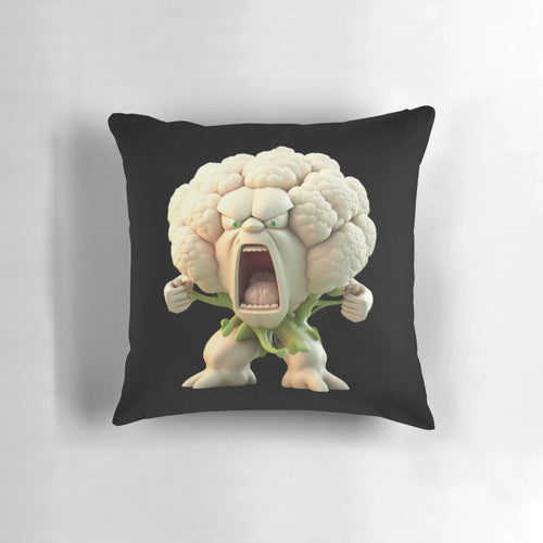 Angry Cauliflower Pillow - A Humorous and Whimsical Vegetable-Themed Accent Piece