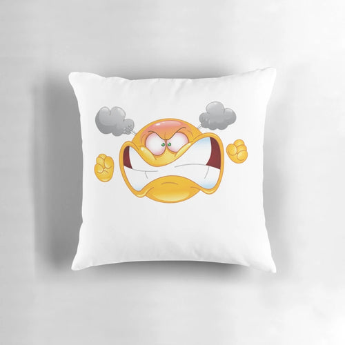 Angry emoji plush pillow with a cute and expressive facial design