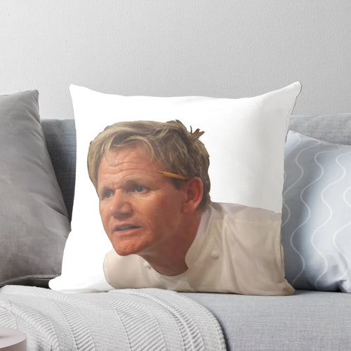 Angry Gordon Ramsay Meme Throw Pillow - Funny British Celebrity Chef Home Decor