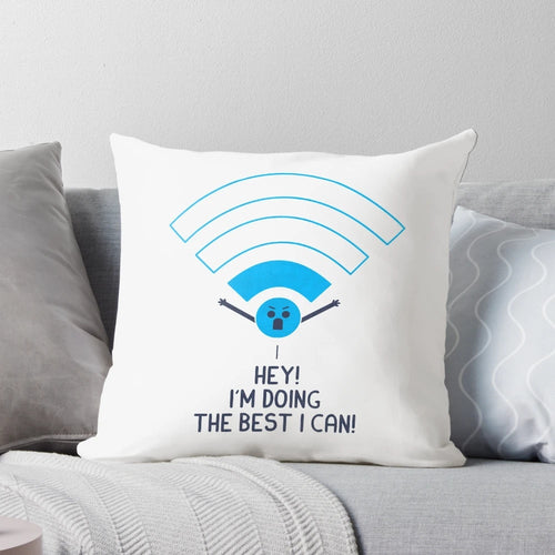Angry WiFi Pillow - A plush pillow designed with a frustrated face, reflecting the frustration of dealing with slow or unreliable internet.