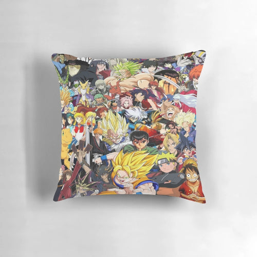 Plush anime characters themed pillow with various popular anime designs