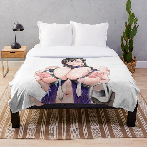 Anime ecchi plush blanket featuring a sexy kawaii character