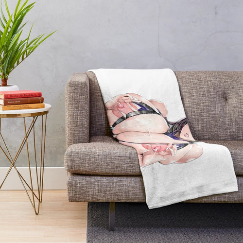 Anime ecchi plush blanket featuring a sexy kawaii character