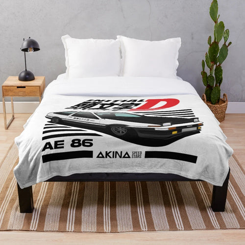 Soft, cozy plush blanket featuring the iconic Toyota AE86 from the anime series Initial D
