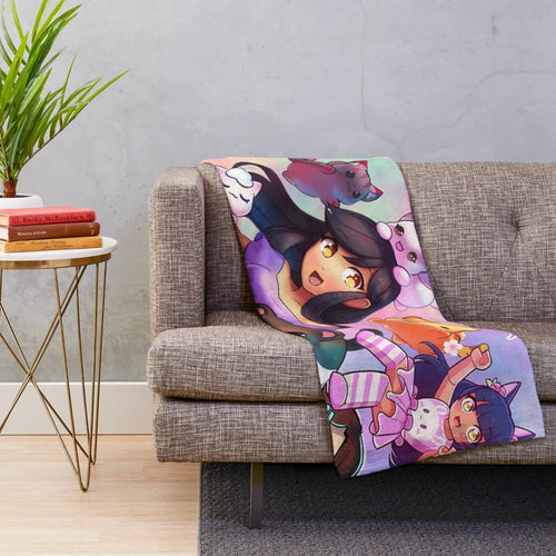 Aphmau inspired plush blanket with cartoon characters