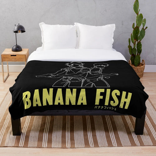 Banana Fish Ash and Eiji Silhouette Plush Blanket