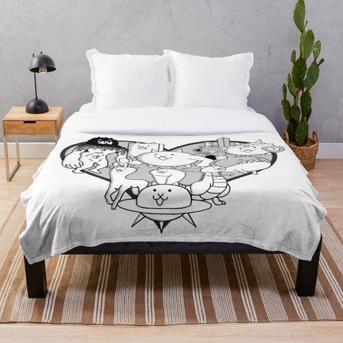 Battle Cats Evolved Cats Mural Plush Blanket featuring fan art design