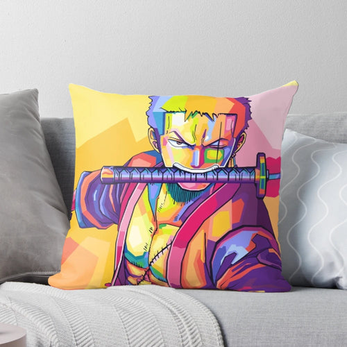 Anime-themed 'One Piece' inspired irony pillow with characters like Luffy, Nami, and Zoro