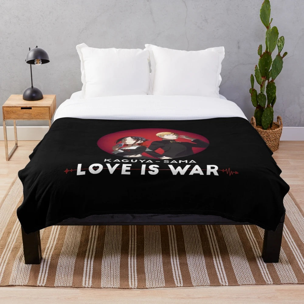 Anime-inspired plush blanket with Kaguya Shinomiya and Miyuki Shirogane from Kaguya-sama: Love is War
