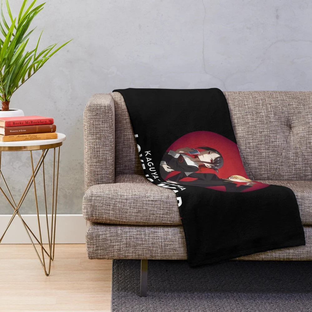 Anime-inspired plush blanket with Kaguya Shinomiya and Miyuki Shirogane from Kaguya-sama: Love is War