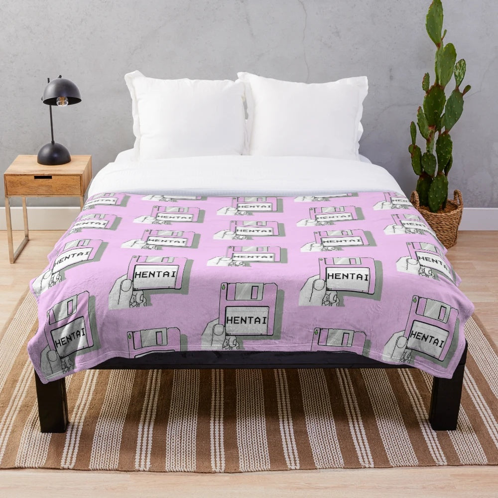 Soft and cozy anime-inspired plush blanket featuring the "Hentai Disk" design