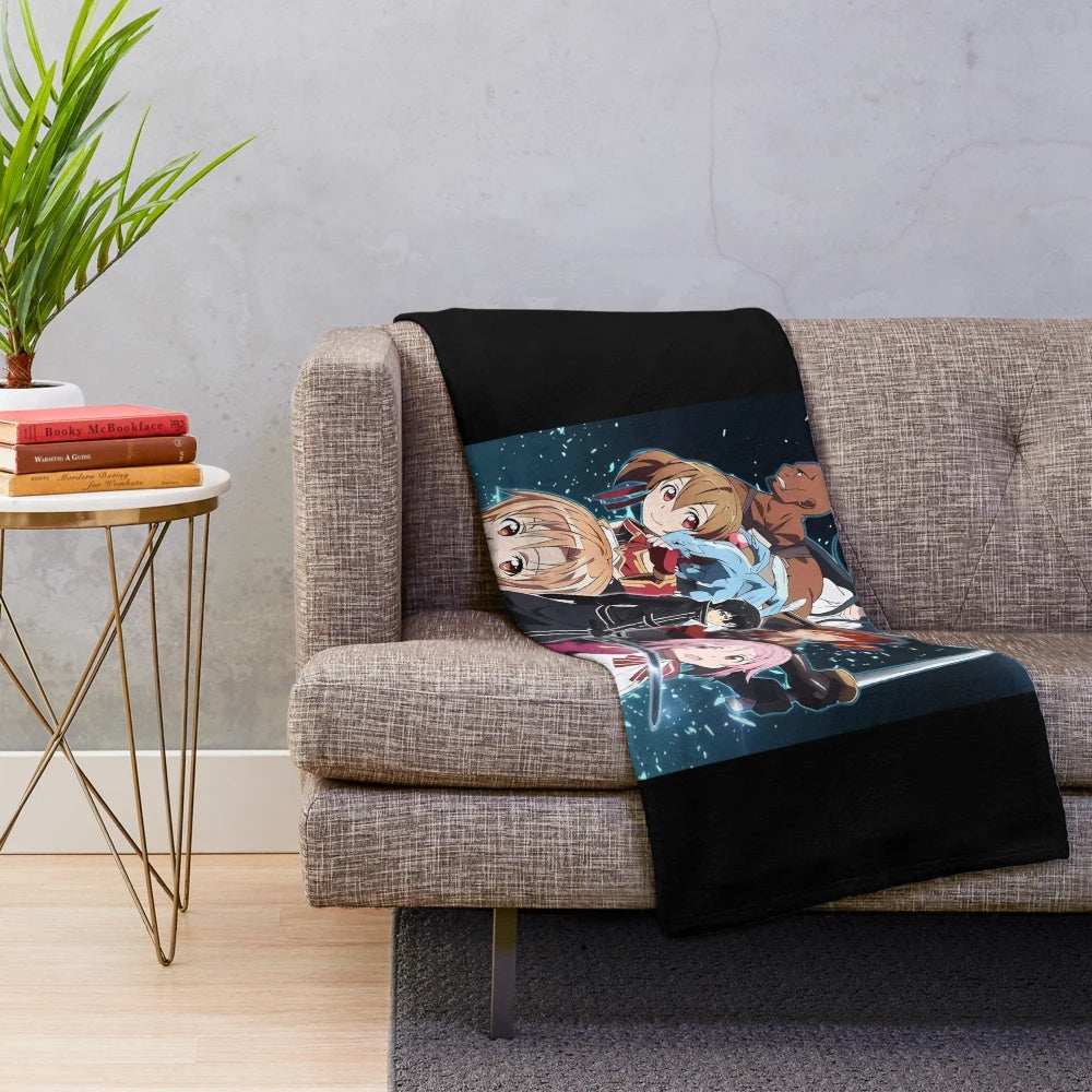 Soft and cozy plush blanket featuring characters from the popular anime series Sword Art Online