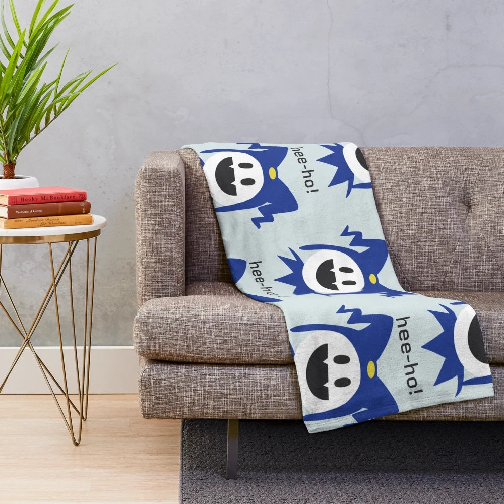 Shin Megami Tensei-inspired plush blanket featuring Jack Frost and other icy creatures