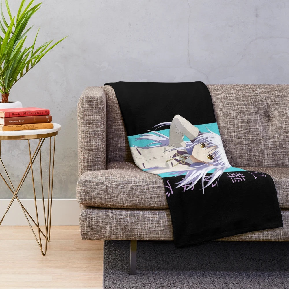Anime-inspired plush blanket featuring Kanade Tachibana from Angel Beats