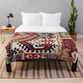 Antique kilim print plush blanket