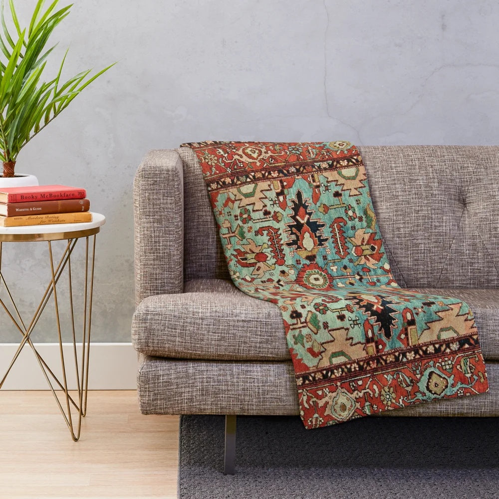 Antique Persian Carpet Print Plush Blanket